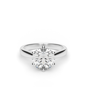 White Gold Round Shape Diamond Solitaire Engagement Ring With Prong Setting.
